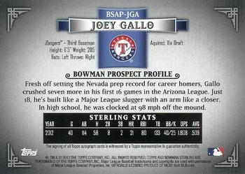 2012 Bowman Sterling - Prospect Autographs #BSAP-JGA Joey Gallo Back