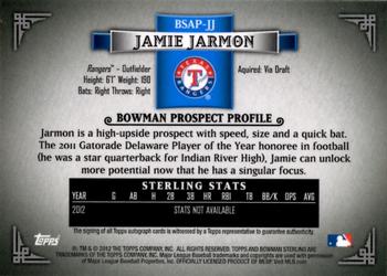 2012 Bowman Sterling - Prospect Autographs #BSAP-JJ Jamie Jarmon Back