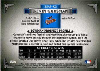 2012 Bowman Sterling - Prospect Autographs #BSAP-KG Kevin Gausman Back
