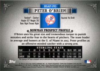 2012 Bowman Sterling - Prospect Autographs #BSAP-PO Peter O'Brien Back