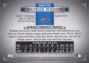 2012 Bowman Sterling - Prospect Autographs #BSAP-PW Patrick Wisdom Back