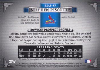 2012 Bowman Sterling - Prospect Autographs #BSAP-SP Stephen Piscotty Back