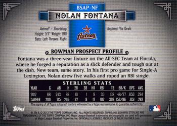 2012 Bowman Sterling - Prospect Autographs #BSAP-NF Nolan Fontana Back