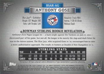 2012 Bowman Sterling - Rookie Autographs #BSAR-AG Anthony Gose Back