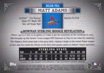 2012 Bowman Sterling - Rookie Autographs #BSAR-MA Matt Adams Back