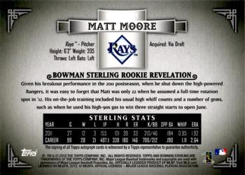 2012 Bowman Sterling - Rookie Autographs Refractors #NNO Matt Moore Back