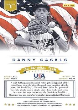 2012 Panini USA Baseball - 15U National Team Dual Jerseys Signatures #6 Danny Casals Back