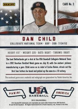 2012 Panini USA Baseball - Collegiate National Team Patches Signatures #3 Dan Child Back