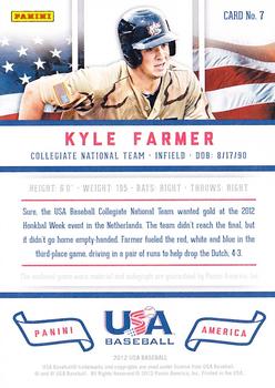 2012 Panini USA Baseball - Collegiate National Team Patches Signatures #7 Kyle Farmer Back