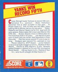 1989 Score - Magic Motion: A Year to Remember #22 New York Yankees: 1953 Back