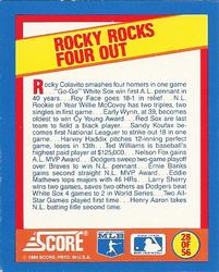 1989 Score - Magic Motion: A Year to Remember #28 Rocky Colavito: 1959 Back