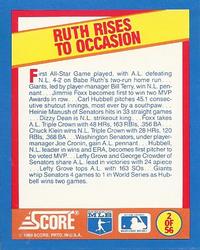 1989 Score - Magic Motion: A Year to Remember #2 Babe Ruth: 1933 Back