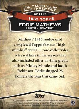 2010 Topps Update - The Cards Your Mom Threw Out #CMT117 Eddie Mathews Back