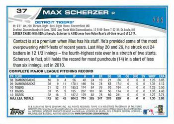 2013 Topps - Black #37 Max Scherzer Back