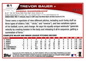 2013 Topps - Black #61 Trevor Bauer Back