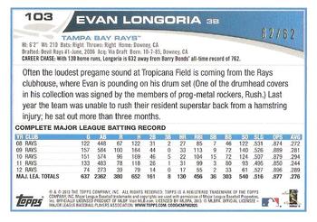 2013 Topps - Black #103 Evan Longoria Back