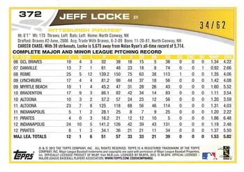 2013 Topps - Black #372 Jeff Locke Back