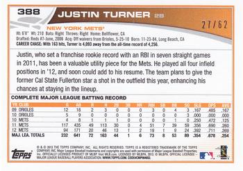 2013 Topps - Black #388 Justin Turner Back