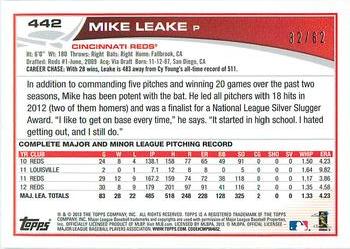 2013 Topps - Black #442 Mike Leake Back