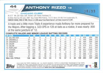 2013 Topps - Camo #44 Anthony Rizzo Back