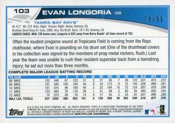 2013 Topps - Camo #103 Evan Longoria Back