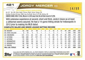 2013 Topps - Camo #421 Jordy Mercer Back
