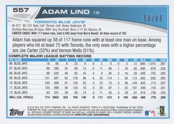 2013 Topps - Camo #557 Adam Lind Back