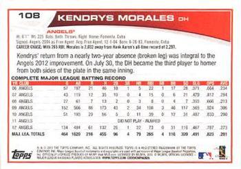 2013 Topps - Emerald Foil #108 Kendrys Morales Back