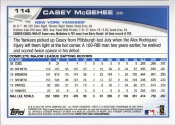 2013 Topps - Emerald Foil #114 Casey McGehee Back