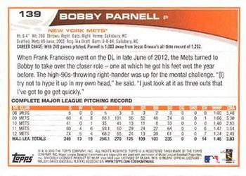 2013 Topps - Emerald Foil #139 Bobby Parnell Back