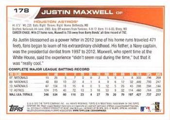 2013 Topps - Emerald Foil #178 Justin Maxwell Back