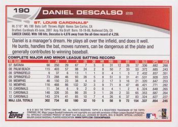 2013 Topps - Emerald Foil #190 Daniel Descalso Back