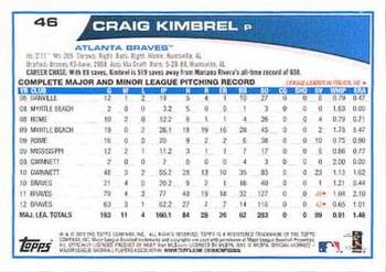 2013 Topps - Emerald Foil #46 Craig Kimbrel Back