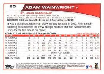 2013 Topps - Emerald Foil #50 Adam Wainwright Back