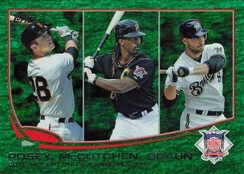 2013 Topps - Emerald Foil #189 2012 NL Batting Average Leaders (Buster Posey / Andrew McCutchen / Ryan Braun) Front
