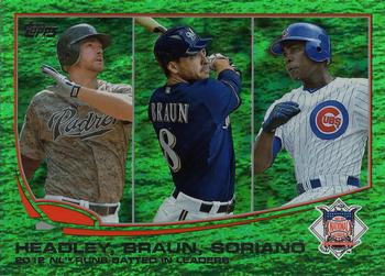 2013 Topps - Emerald Foil #272 2012 NL Runs Batted In Leaders (Chase Headley / Ryan Braun / Alfonso Soriano) Front