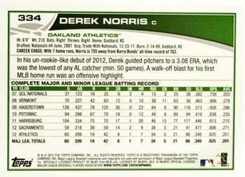 2013 Topps - Emerald Foil #334 Derek Norris Back