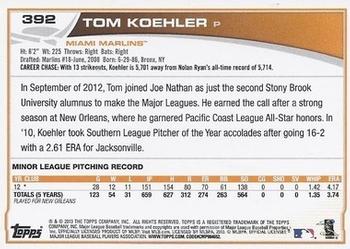 2013 Topps - Emerald Foil #392 Tom Koehler Back