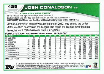 2013 Topps - Emerald Foil #425 Josh Donaldson Back
