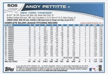 2013 Topps - Emerald Foil #506 Andy Pettitte Back