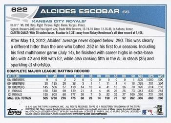 2013 Topps - Emerald Foil #622 Alcides Escobar Back