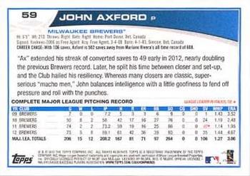 2013 Topps - Emerald Foil #59 John Axford Back