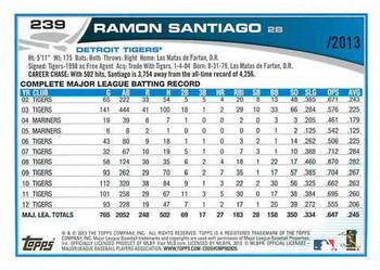 2013 Topps - Gold #239 Ramon Santiago Back