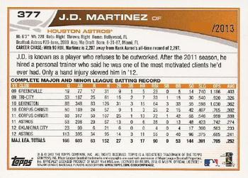2013 Topps - Gold #377 J.D. Martinez Back