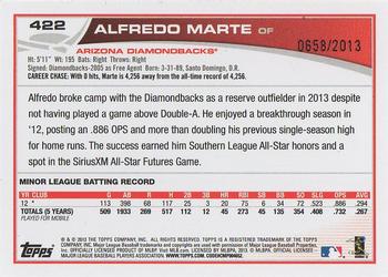 2013 Topps - Gold #422 Alfredo Marte Back
