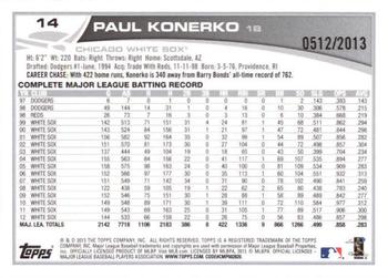2013 Topps - Gold #14 Paul Konerko Back