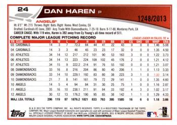 2013 Topps - Gold #24 Dan Haren Back