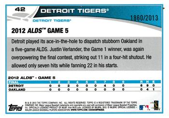 2013 Topps - Gold #42 Detroit Tigers Back