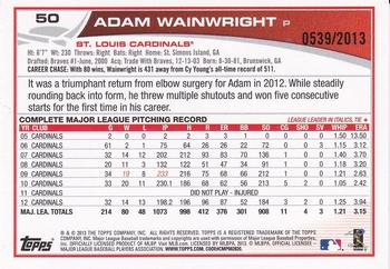 2013 Topps - Gold #50 Adam Wainwright Back