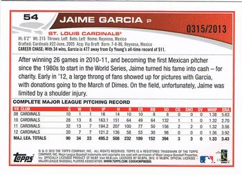 2013 Topps - Gold #54 Jaime Garcia Back